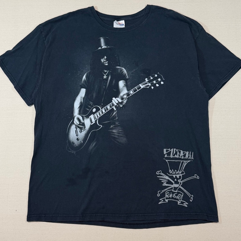 Vintage Slash Guns N Roses Graphic T-Shirt Mens 2XL Black Rock Band Tee